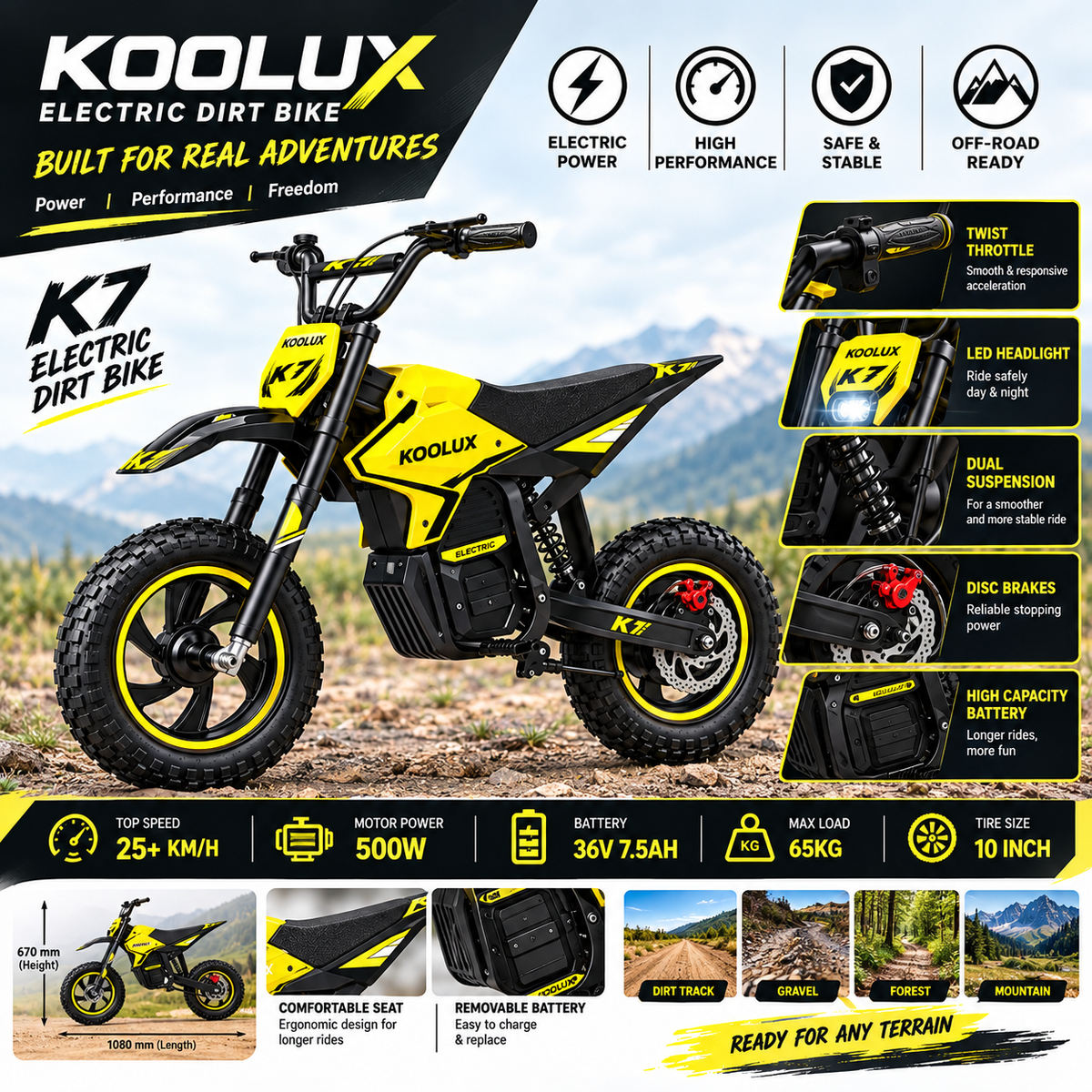 KOOLUX K7 yellow – features and specifications