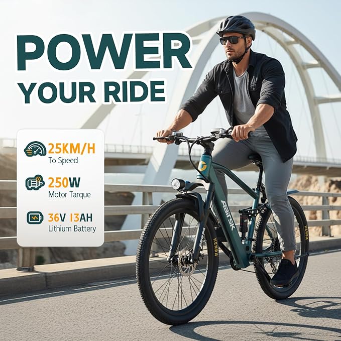 Aairsk GT900 Electric Mountain Bike - 25MPH, 40mi Range, 750W Motor