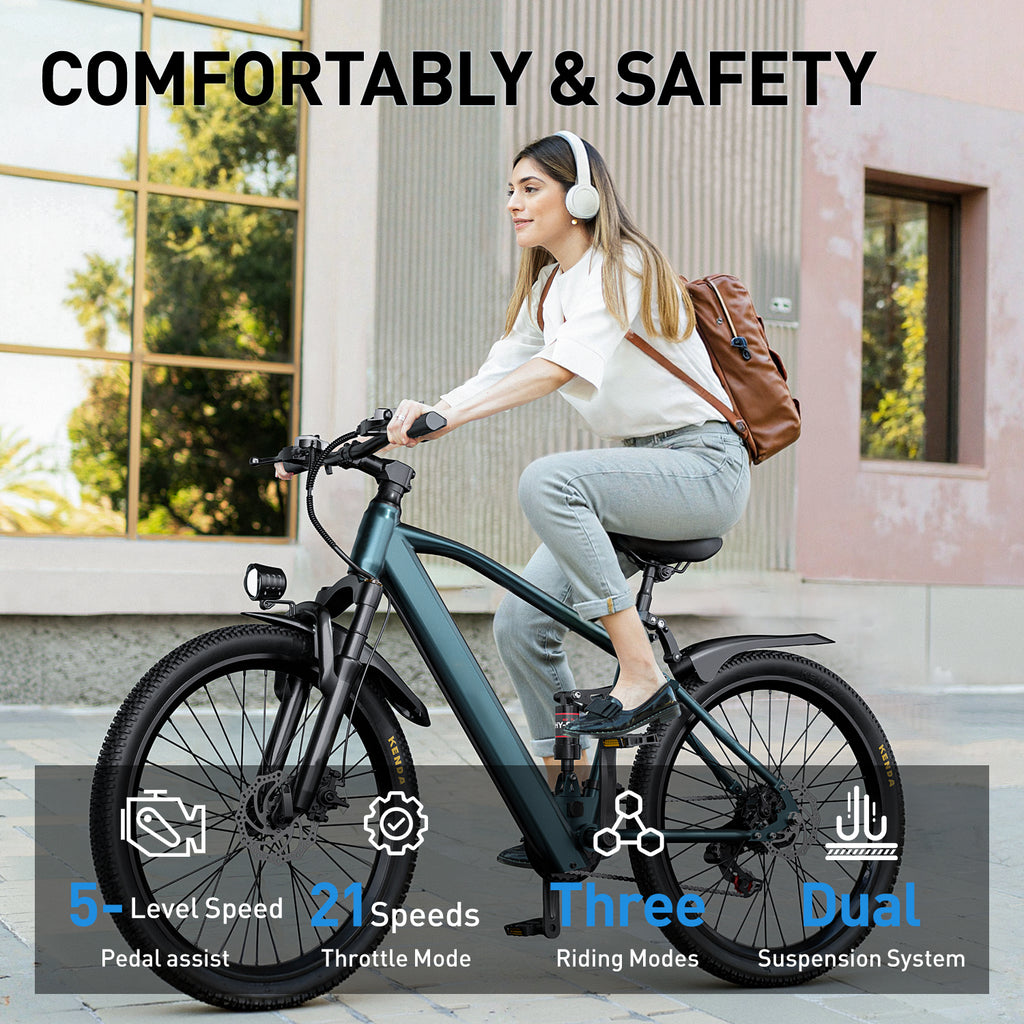 Aairsk GT900 Electric Mountain Bike - 25MPH, 40mi Range, 750W Motor