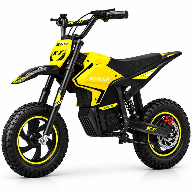 KOOLUX K7 kids electric dirt bike in yellow – studio